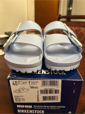Birkenstock Light Blue Arizona EVA Sandals with Buckles